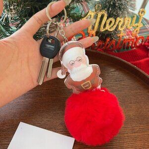 Christmas Santa Claus Plush Ball Keychain Bag New Year Xmas Party Gift ideas